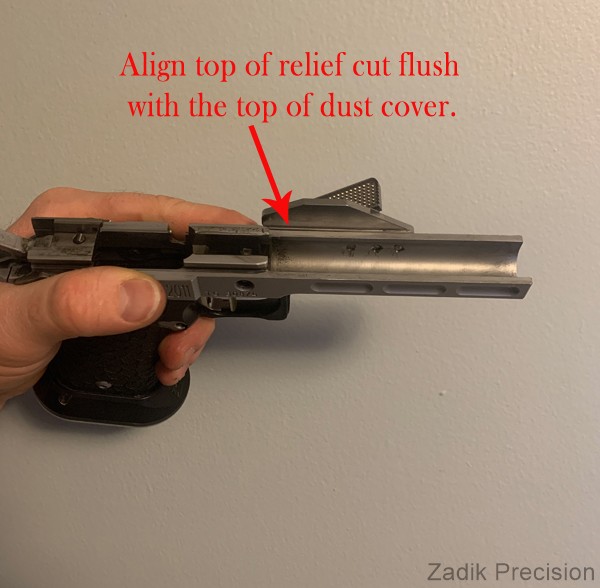Thumb rest relief alignment.